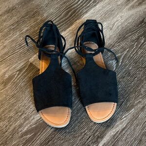 American Eagle Outfitters Black Suede Sandals